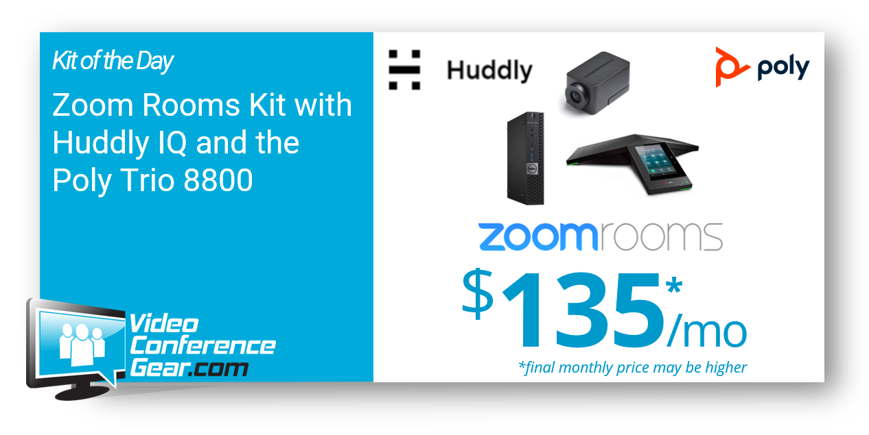 Zoom Rooms featured Kit of the Day with Huddly IQ and Poly Trio 8800 designed for Today's Conference Room